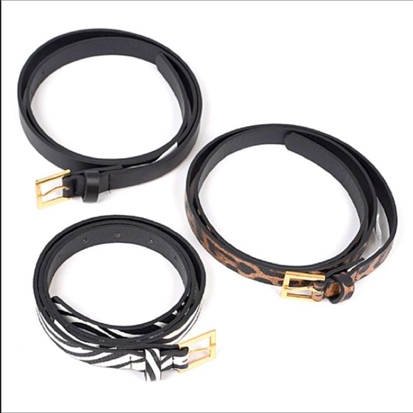 3 PC Leather Animal Print Skinny Belt Statement Set - Picture 4 of 5